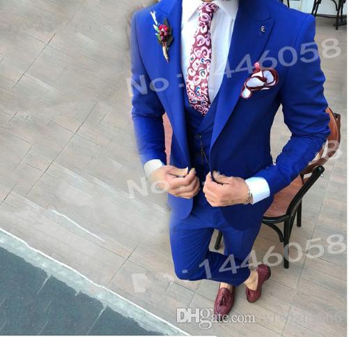 

Classic Peak Lapel Wedding Tuxedos Slim Fit Suits For Men Groomsmen Suit Three Pieces Cheap Prom Formal Suits (Jacket+Pants+Vest+Tie) 650, Same as image