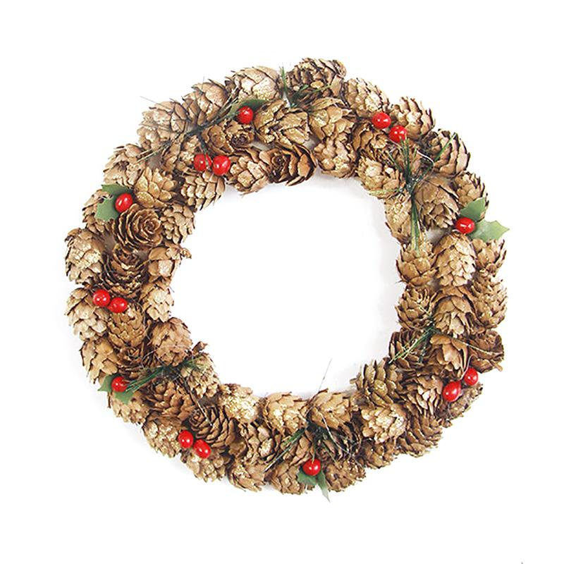 

7.87'' Christmas Wreath Creative Pinecone Christmas Hanging Wreath Xmas Decor, Milky white
