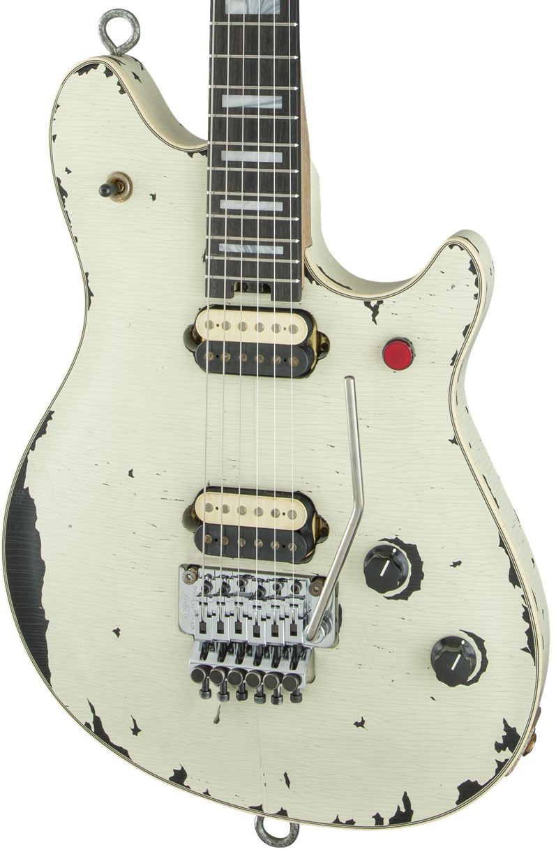 

New Custom aged Eddie Van Halen Wolf Guitar Music Man Ernie Ball Axis vintage White Relic Electric Guitar Red Button Tremolo Bridge