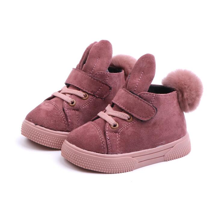 

New Winter Girls Boots Plush Toddler Children Snow Boots Rabbit Soft Sole Warm Baby Kids Boots
