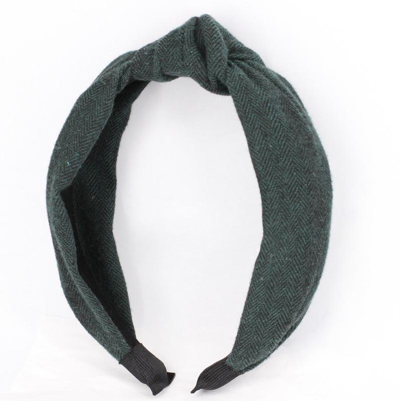 1 dark green herringbone headband top knot