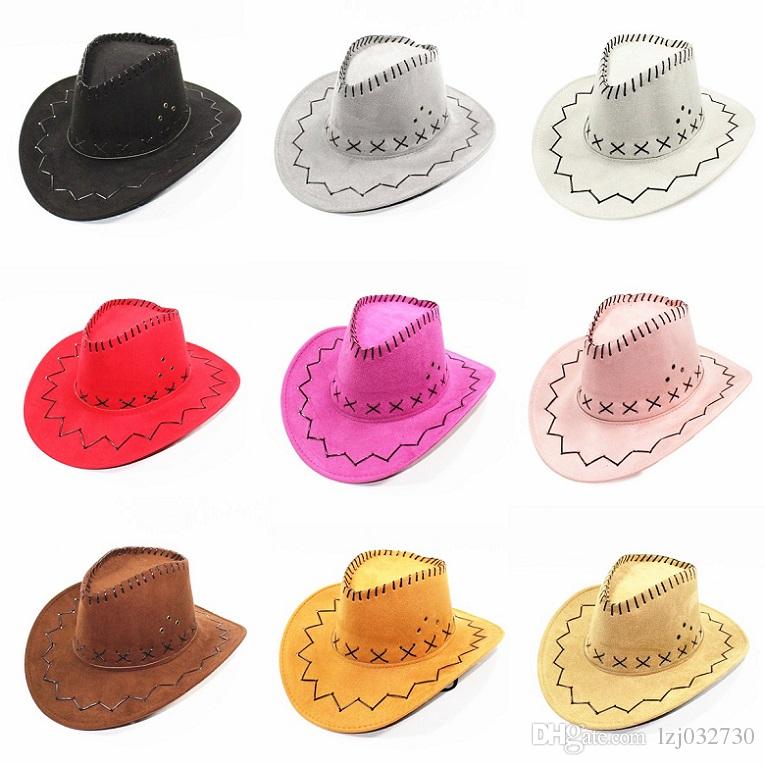 

Multicolor Western Cowboy Hats Men Women Kids Brim Caps Retro Sun Visor Knight Hat Cowgirl Brim party Hats A042