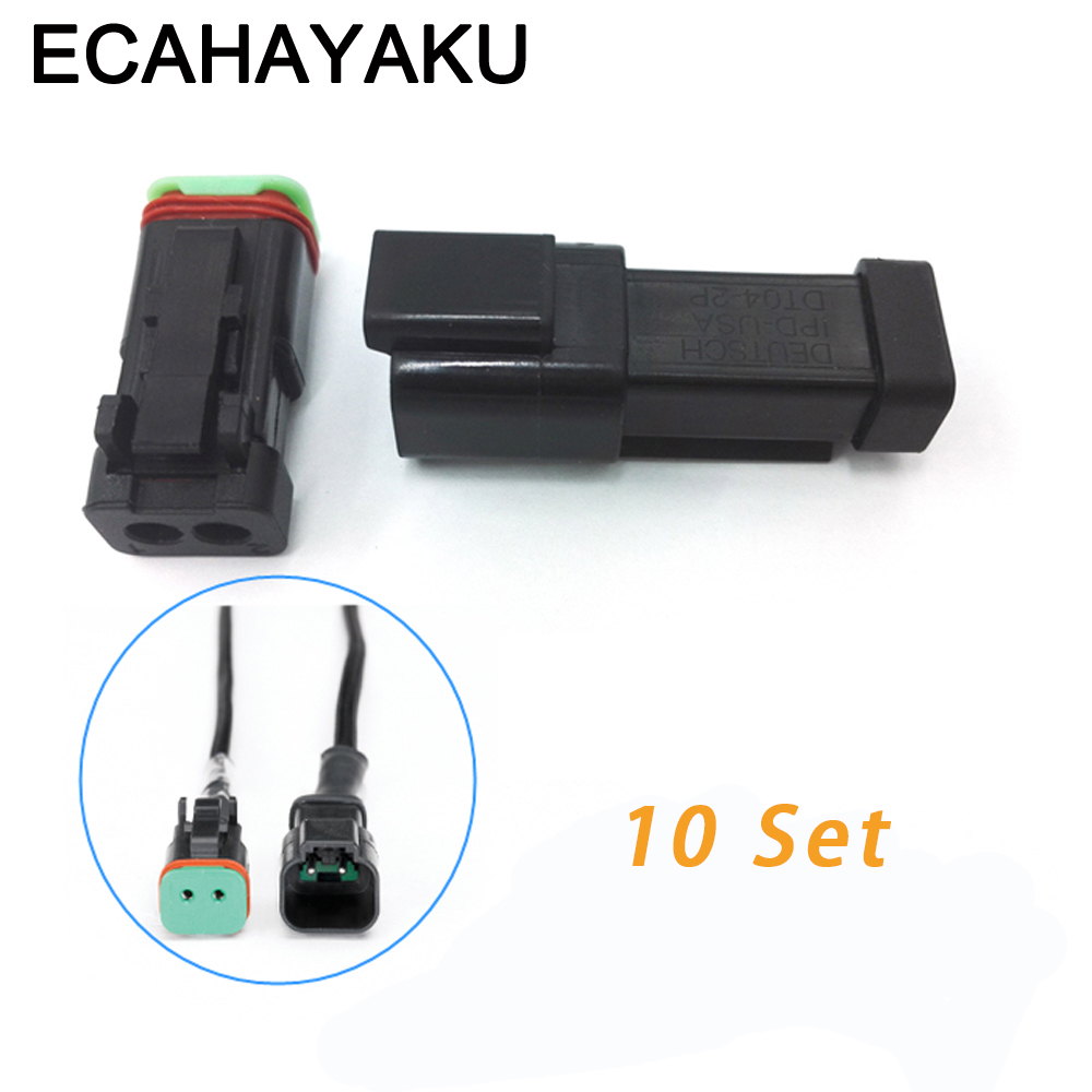 10pcs Set Prueba de Polvo 2-Pin de Forma estanca a Prueba de Agua Alambre el/éctrico de Enchufe de conexi/ón con el Alambre de Coches Accesorios para autom/óviles Negro