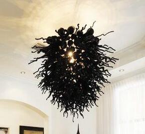 

Classic Simple Black Design Lamps Table Top Centerpieces Decor 100% Hand Blown Glass Chandelier LED AC 110V 240V Ceiling Chandeliers Light