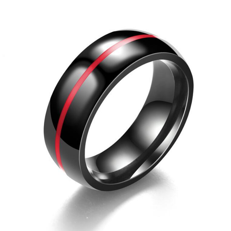 

jewelry titanium steel rings red line blu lines black band rings for men hot fashion