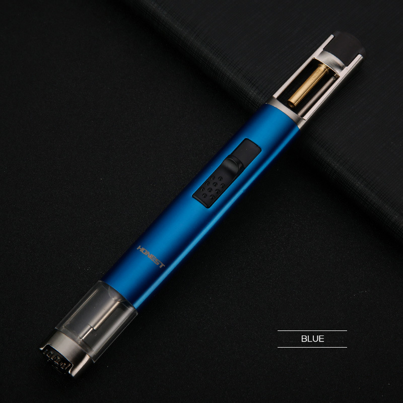 

Honest Pen shape Jet Lighter Blue Flame Fuel Visible Windproof Inflatable Lighters for Kitchen Cooking BBQ