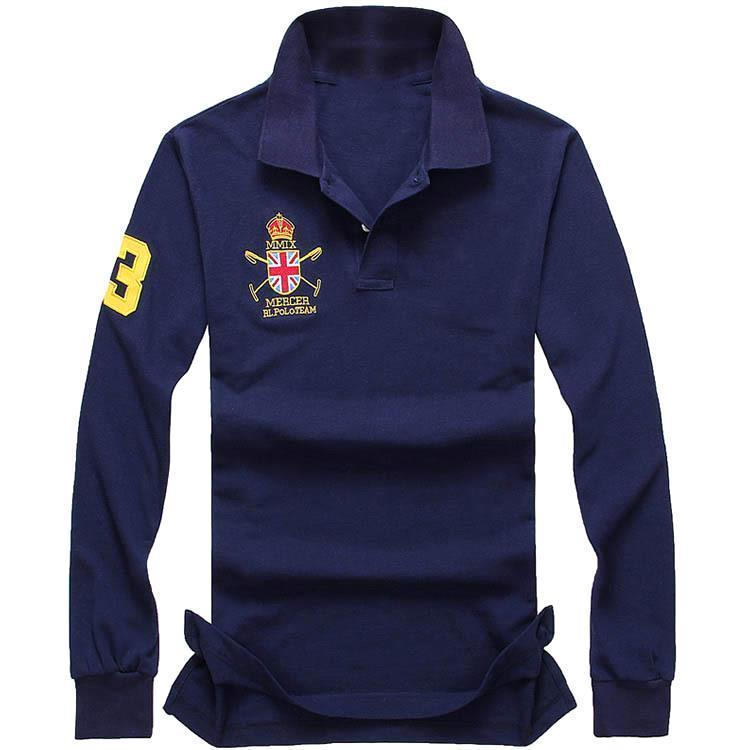 

2019 hot sale brand Men's Polos big horse Embroidery Polo Shirt High Quality Polos Men Cotton Long Sleeve shirt s-ports jerseys Plus -4XL, White