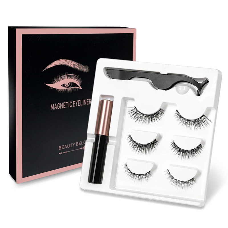 

Glue-free magnetic false eyelashes automatically adsorb glue-free magnetic eyeliner liquid eyelashes 3 pairs set suctio