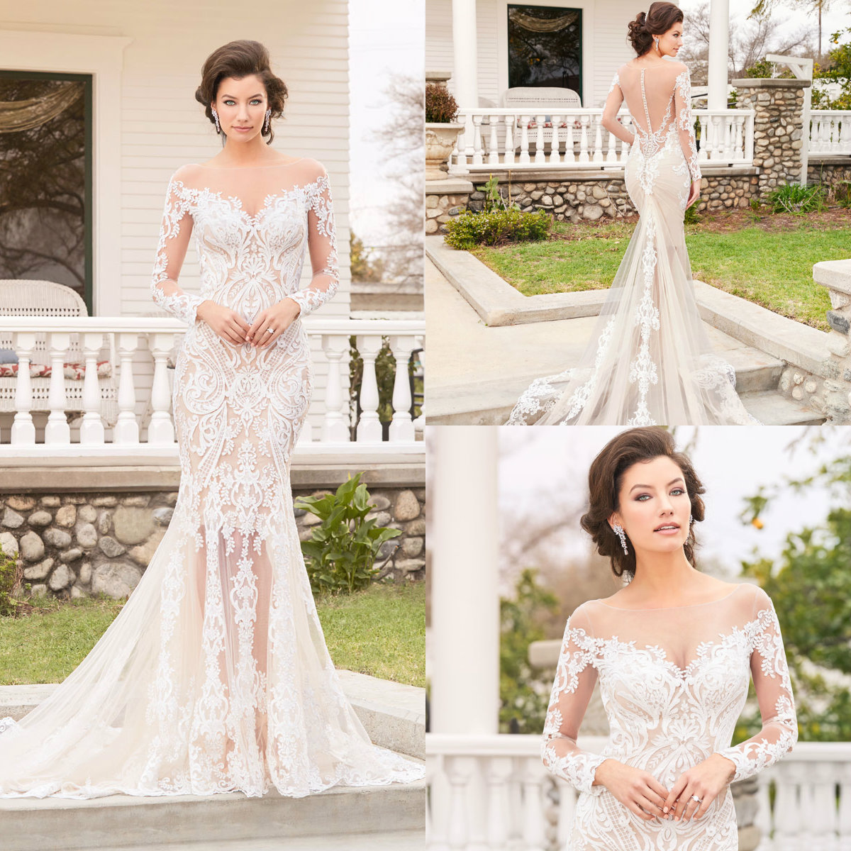 

Light Champagne Wedding Dresses 2019 Lace Appliqued Long Sleeve Off Shoulder Boho Wedding Dress Court Train Sexy Back Country Bridal Gowns, Red
