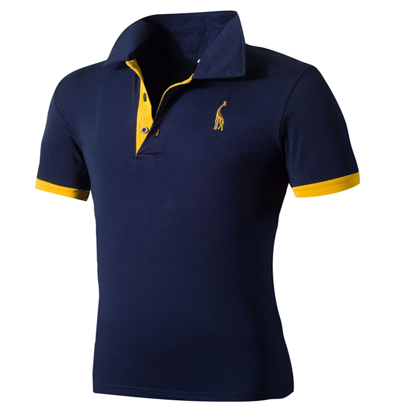 

Men 'S Fashion Casual Polo Shirt Personality Giraffe Embroidery Design Short -Sleeve Tops Tees Luxury Polo Men's Clothing, White