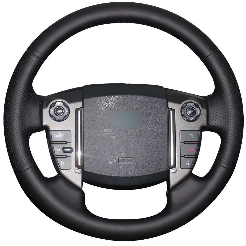 Black Natural Leather Car Steering Wheel Cover for Land Rover Discovery 4 2010-2016-image-441780799