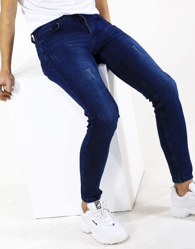 

Jeans Blue Grinding Skinnyfit Streetwear Denim Pants, As pic