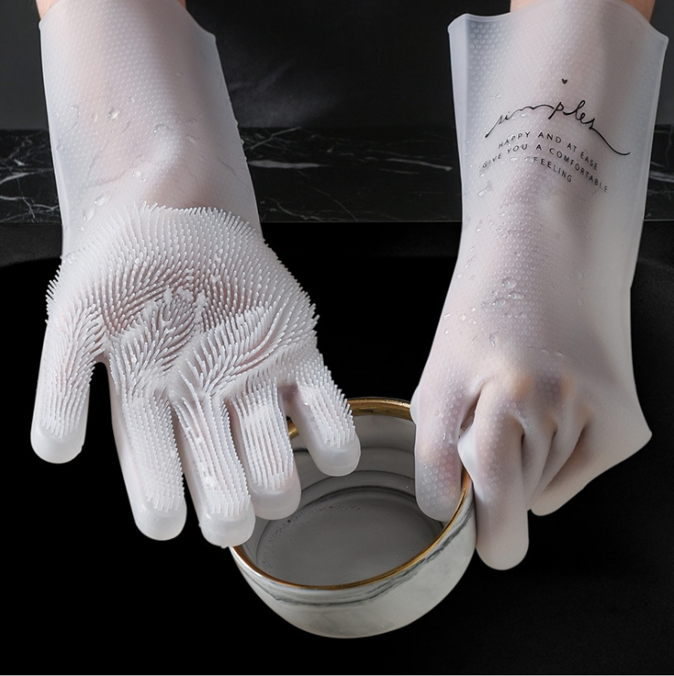 

1Pair silicone gloves Kitchen Silicone Cleaning Gloves Magic Dish Washing Glove for Household Scrubber Rubber Kitchen