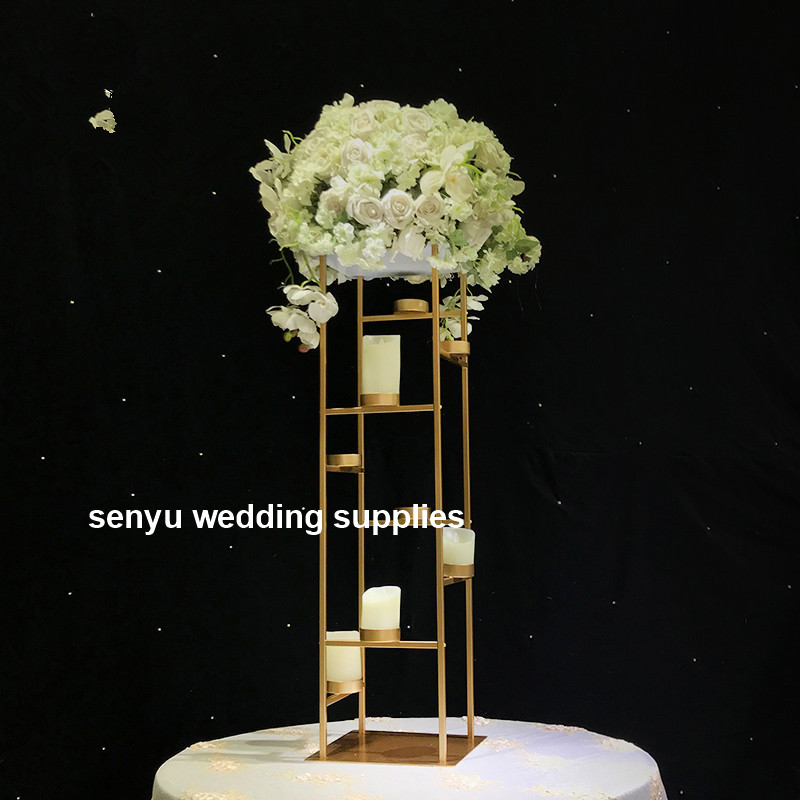 

New style Gold Color Metal Flower Stand for Wedding Table Centerpiece senyu0147