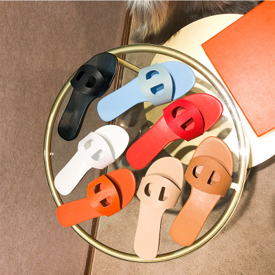 

2020 Women Fashion New lady Slippers Summer Pig nose Casual Slippers Flip Flops flat Candy Color, Red