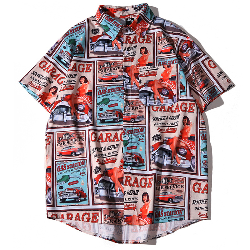 

UNCLEDONJM Fashion Short Sleeve Shirt Men 2020 Summer Hawaii Hip Hop Streetwear Male Short Sleeve Shirt 2081, Milti
