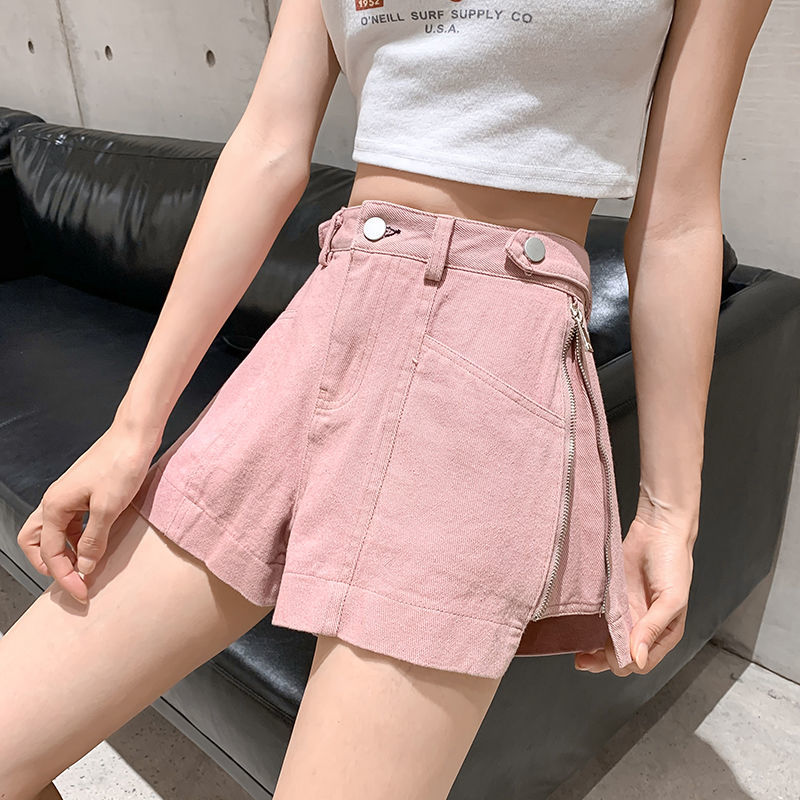 

Women 2020 Spring Autumn Streetwear High Waist Casual Denim Shorts Female Wide Leg Slim Jeans Shorts All-Match Hot J82, Apricot