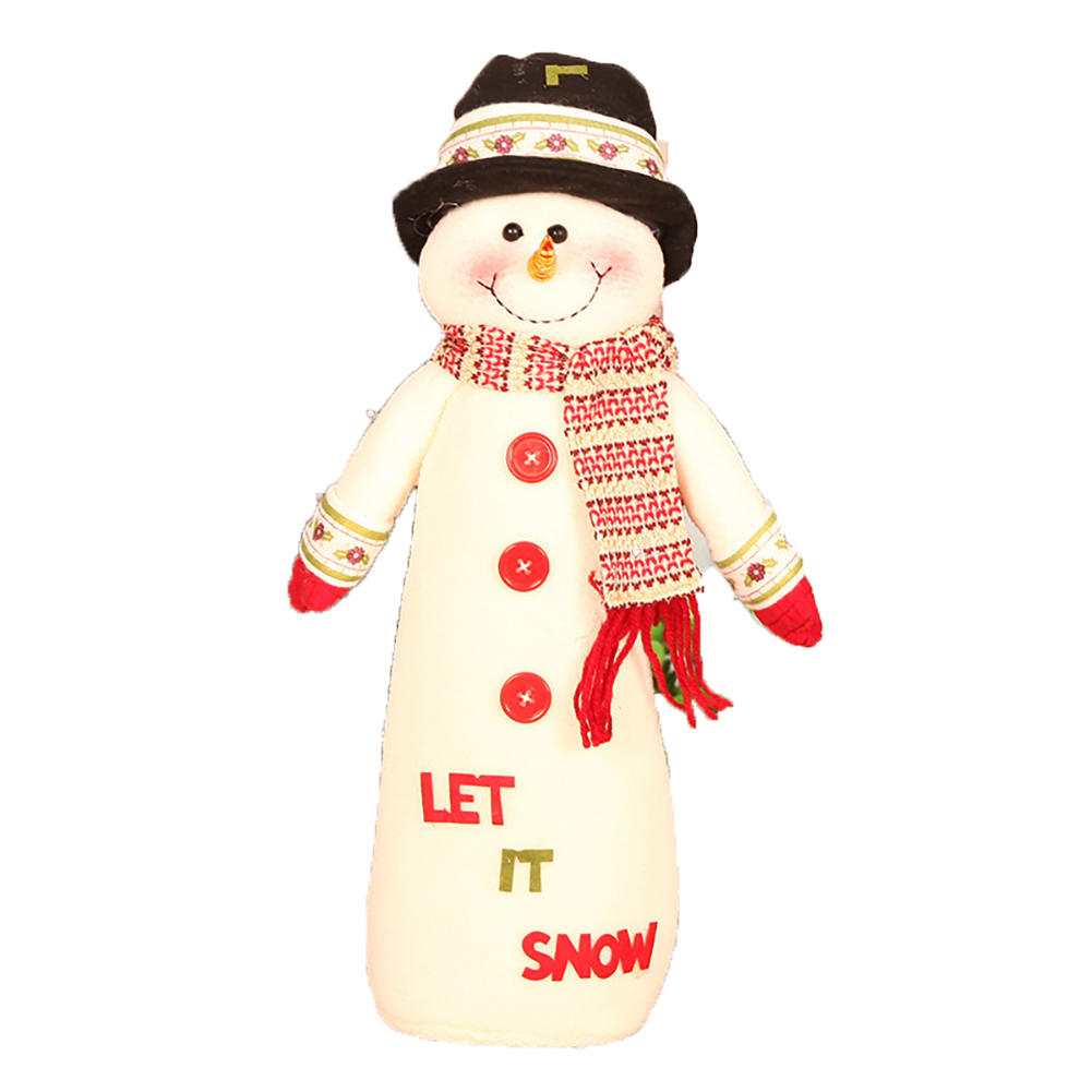 

1Pc Christmas Snowman Figure Plush Toy Doll With Black Hat For Christmas Party Tree Hanging Decor Home Indoor Table Fireplace S