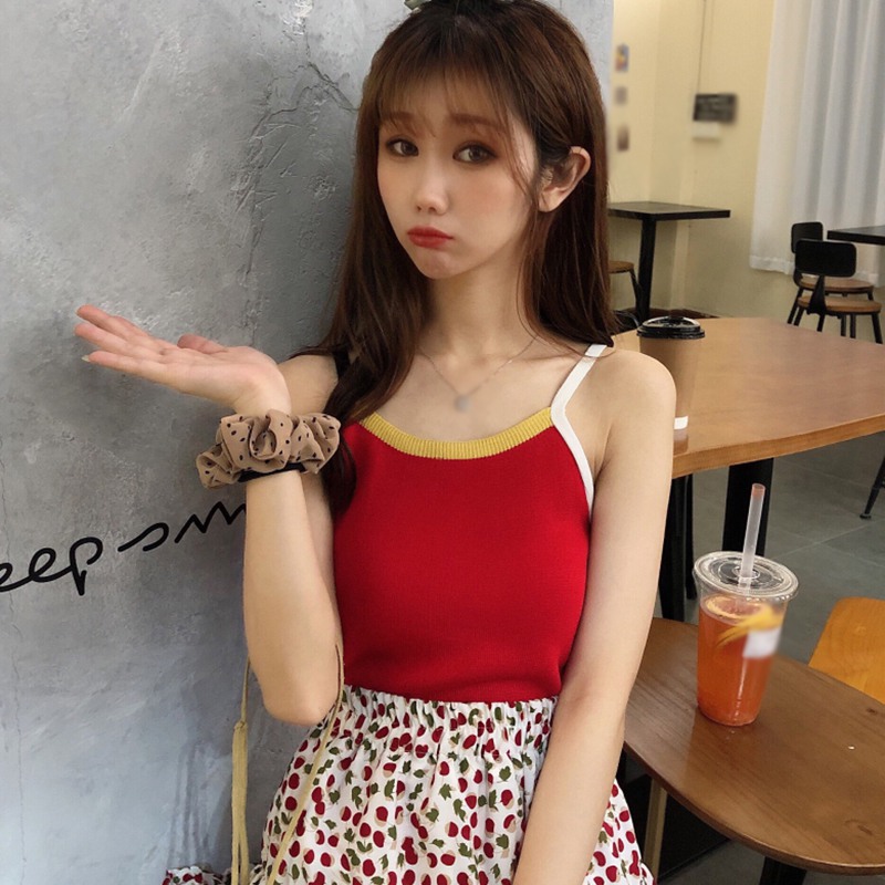 

New Arrival Summer Fashion Women Sexy Camisole Slim Tank Tops Knit Camisole Bottoming Vest New, Black