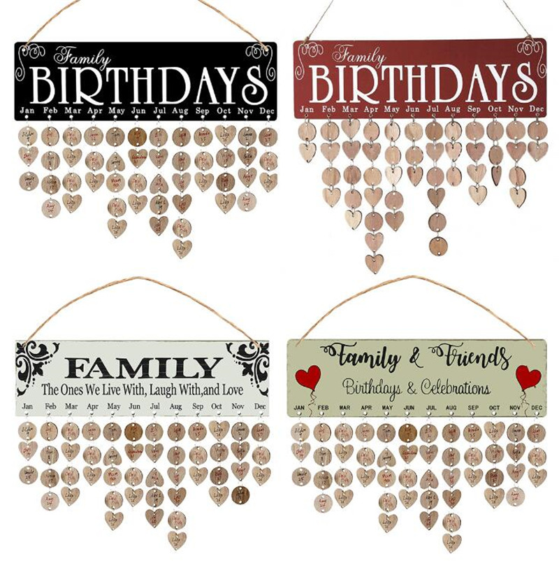 

Wooden Happy Birthday Reminder Sign DIY Calendar Board Crafts Wall Calendar Date Mark Party Home Decoration Novelty Items Gifts