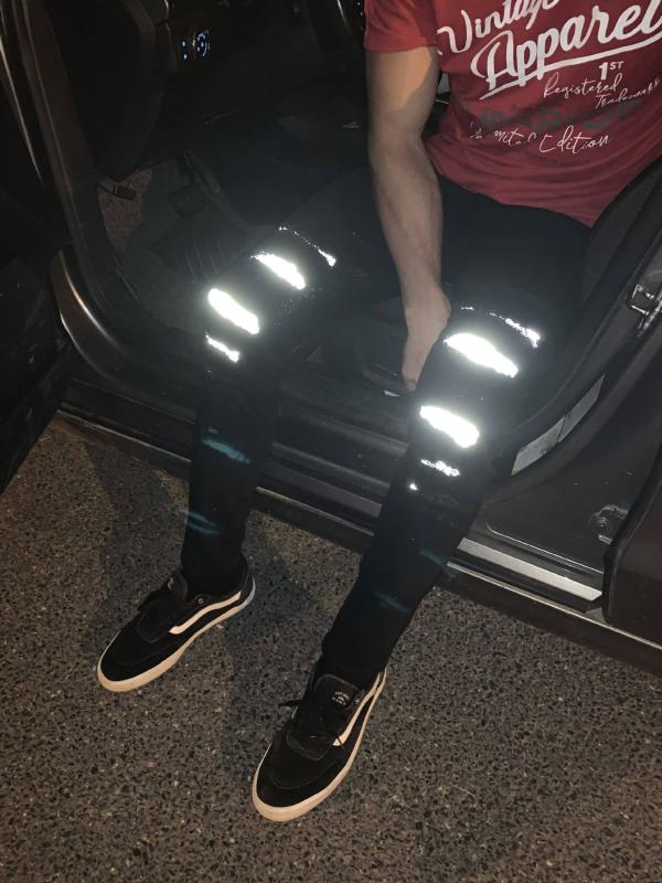 2019 New Arrival Casual Long Pants Mens Ripped Reflective Jeans Male Streetwear Hiphop Denim Trousers Size XS-XXL Black