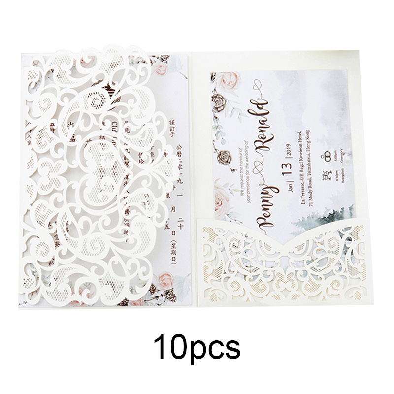 

Tri Fold Hollow Cut Wedding Invite Bridal Shower Dinner Invitation Card Cover LXY9