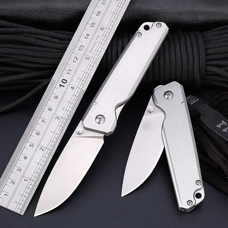

Sanrenmu 7096 pocket folding knife outdoor camping survival edc tool 12c27 stainless steel blade full steel handle