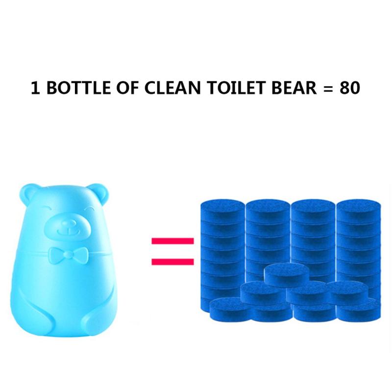

80pcs Blue Bubble Toilet Deodorant Toilet Liquid Prevention Plant Extract Yellow Scale Fresh Active Factor Non-toxic Bear bottle