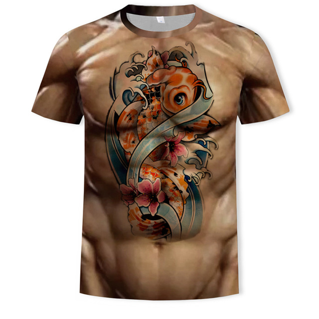 Funny Cool New T-Shirt Men Women 3D Fake Abs & Muscle Man Full Print Size S-5XL