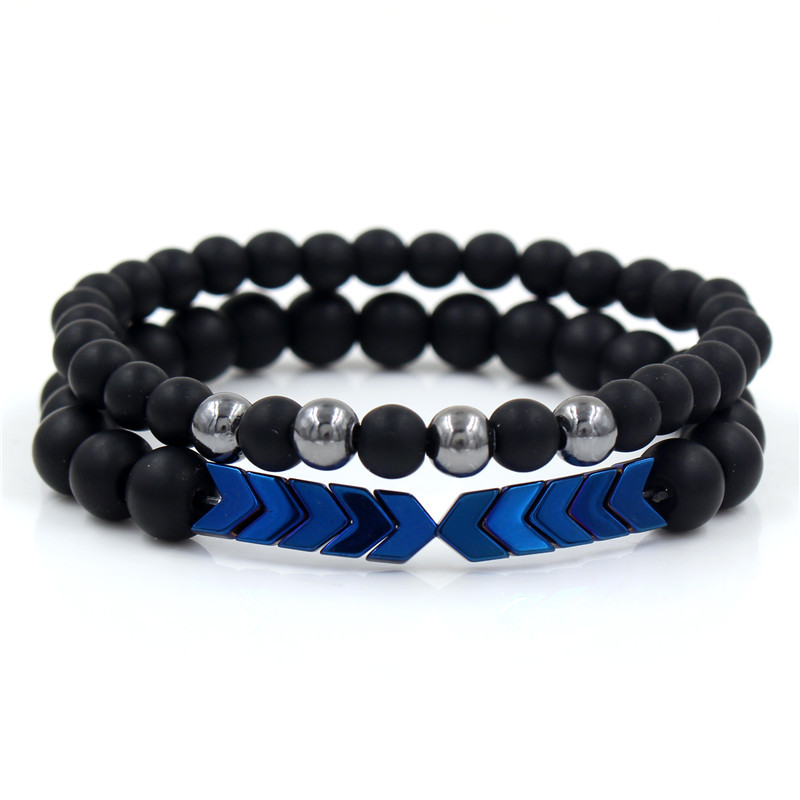 

Cool Design Natural Bead Strands Bracelet Men Women Gift Colorful Hematite Arrow Bracelets for Sale 2 PCS