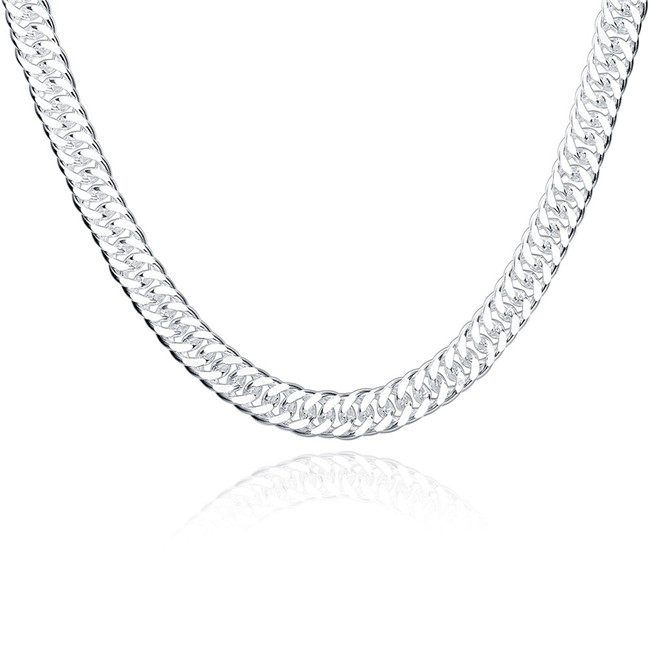 

Plated sterling silver necklace 20INCHS*10MM men's 10M Full Side Necklace DHSN039 Top sale 925 silver plate Chains Necklaces jewelry