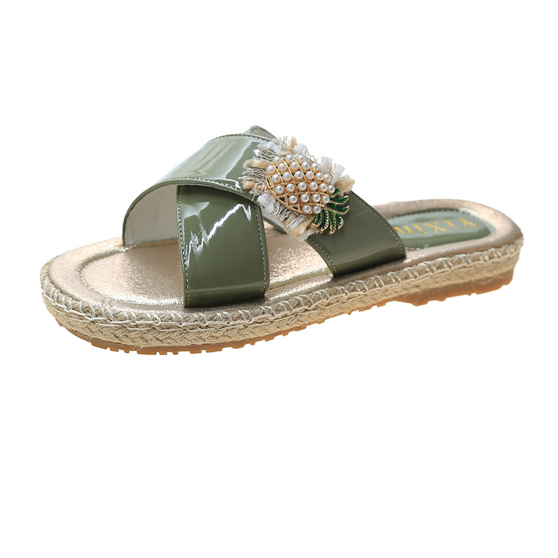 

Slippers Women Wear Fashionable Wild Sandals and Slippers 2020summer New Pineapple Pearl Thick Bottom Sandals and Women, Pink