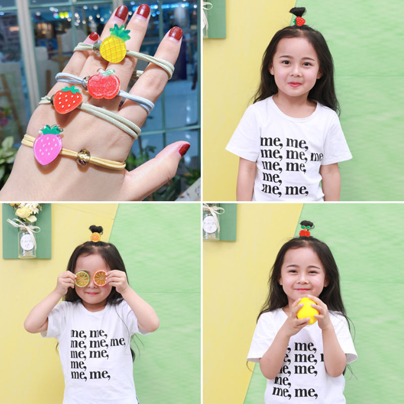 

10 PCS Love Fruit Flower Princess Headwear Headdress Children Hair Ropes Girls Hair Accessories Kids Beads Elastic Bands, Style 1