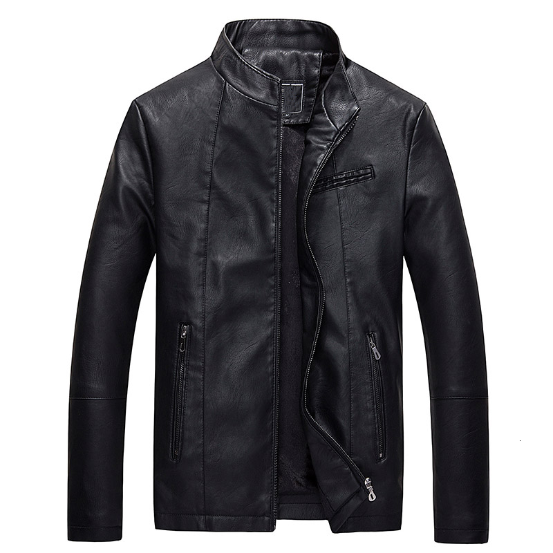 

Gentlemen Leather Jacket Brand Slender Stand Biker Motorcycle Jacket Men Men Overwear Random PU Leather Men's clothing, Black