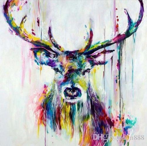 

Handpainted & HD Print Modern Abstract Animal Art Oil Painting deer,Home Wall Decor On Canvas Multi Sizes A07