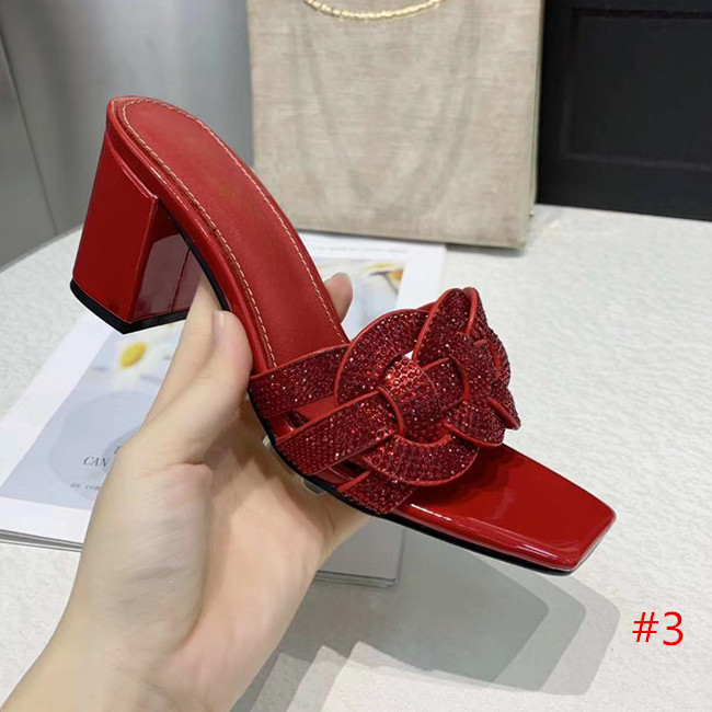 

Fashion quality New Luxury high Heels Leather mid-heel 7cm women designer sandals high heels summer Sexy sandals Size 35-42 with box, #14