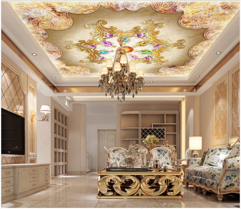 

WDBH 3d ceiling mural wallpaper custom photo Brilliant Jewelry Diamond European Marble Pattern decor 3d wall murals wallpaper for walls 3 d, Non-woven