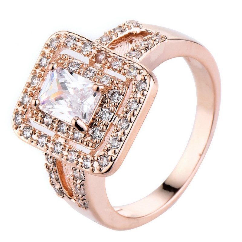 6-10 4pcs//set 18k plaqué or incrusté Zircon Anneau Bague Fiançailles set US Taille