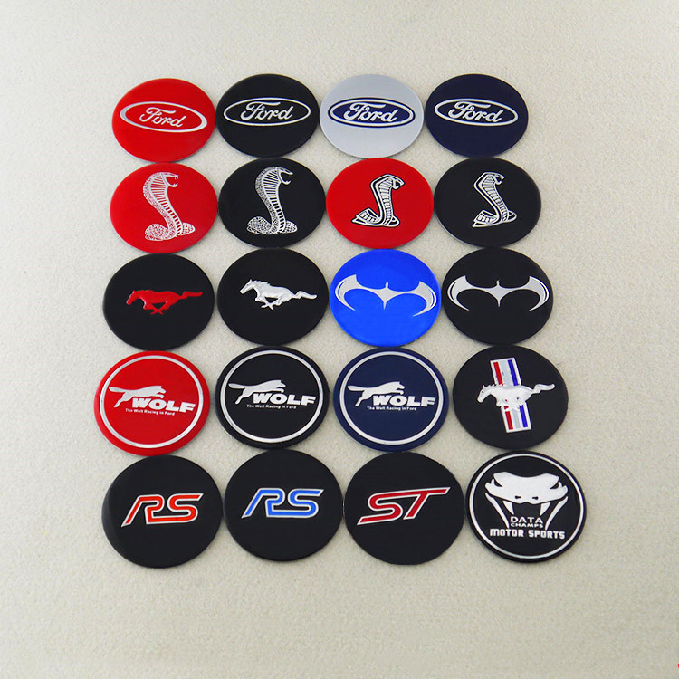 4PCS / Lot 56mm Tire Wheel Center Caps Decal Stickers Emblèmes Car Styling Fit FORD Shelby Cobra Noir