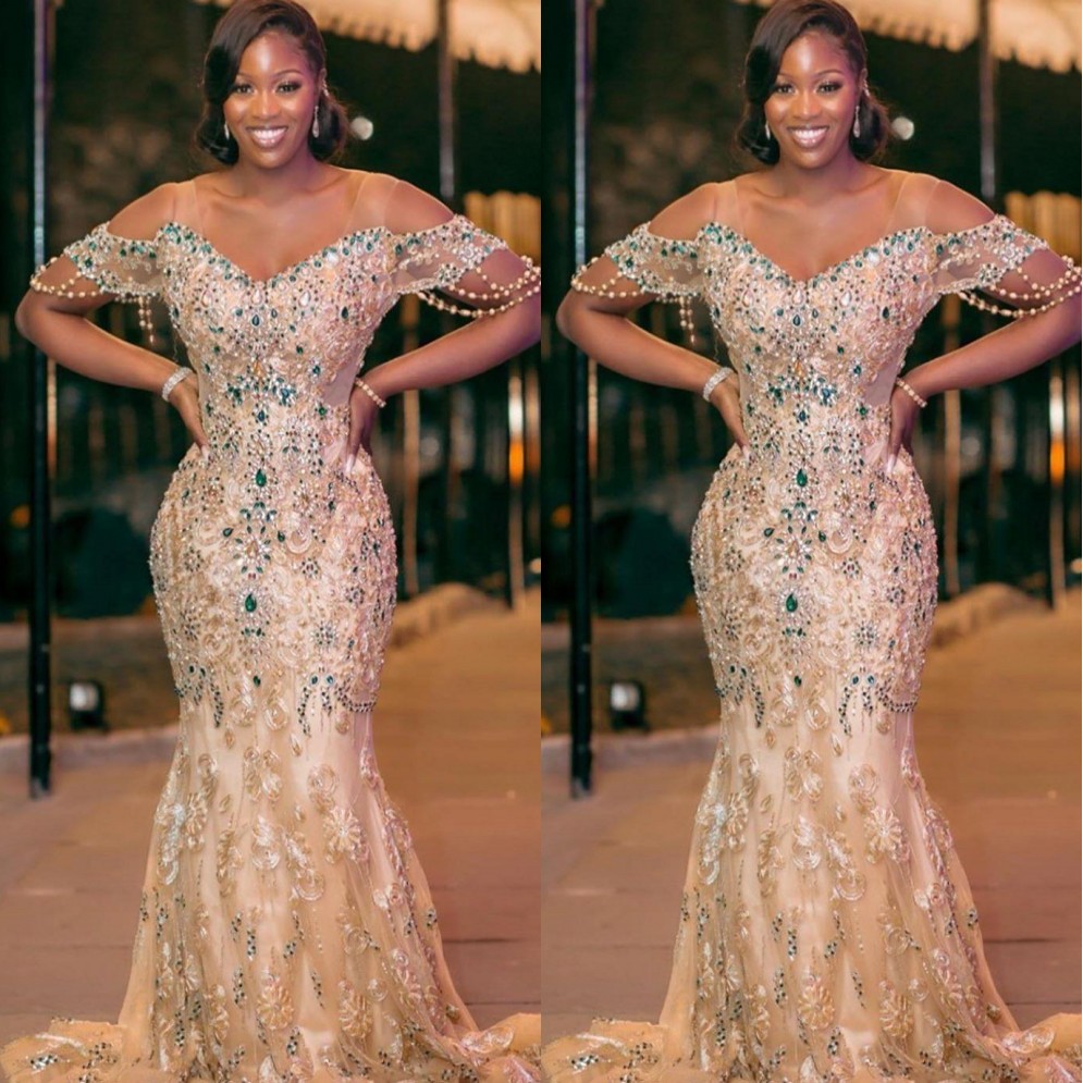 aso ebi lace gown