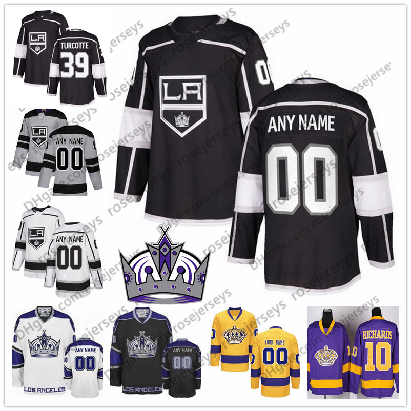 

Custom Los Angeles Kings Gray Third Jersey Any Number Name men women youth kid White Black Crown #39 Alex Turcotte Bjornfot Kopitar Doughty, Men's black