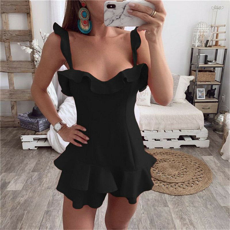 

Women Sexy Casual Summer Mini Dress Sleeveless Backless Solid Color Dresses Sexy V-neck Party Evening Bodycon Sleeveless Dresses, As photo show