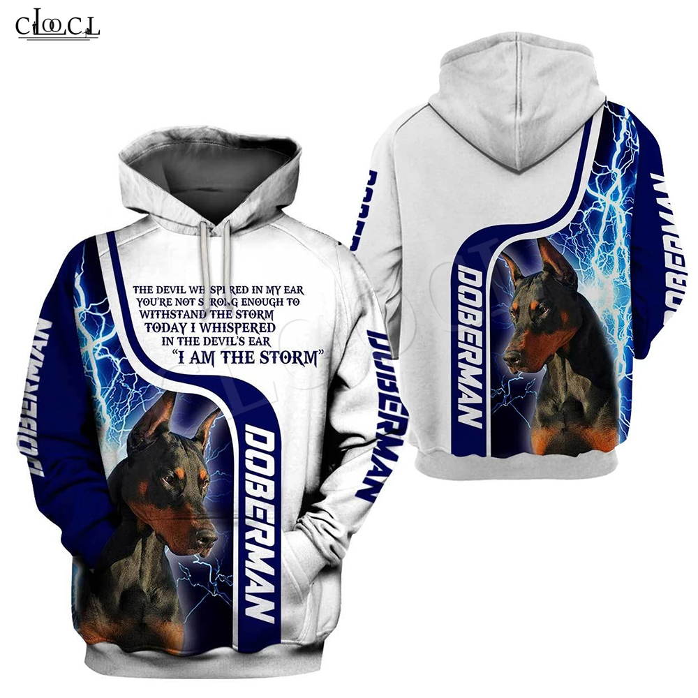 

fashion animal i am a storm doberman dog hoodie men women 3d print cute pet dog designs casual hooded coat, Hoodie 1