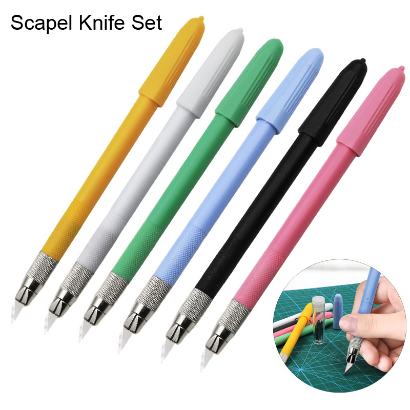 

Engraving Scalpel Knife Set Metal Fruit Craft Sculpture Scalpel Blade Stationery Handle and 12 Blades with Pen Cap