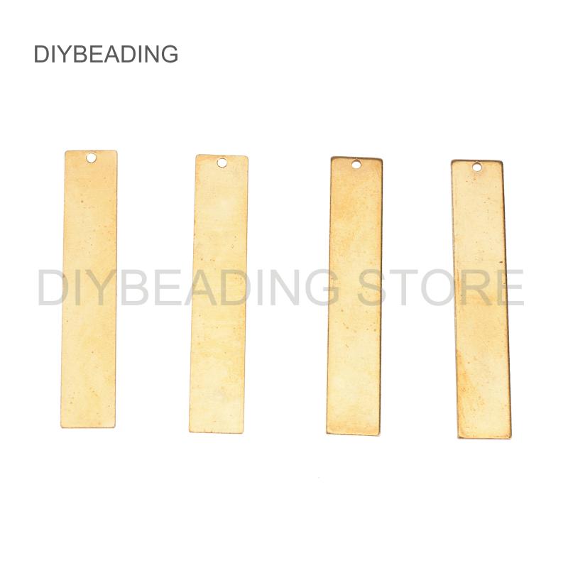 

10-100 Pcs Blank Stamping Tag for Jewelry Making Brass Solid Rectangle Geometric Pendant Component Bulk Wholesale (8*46mm)