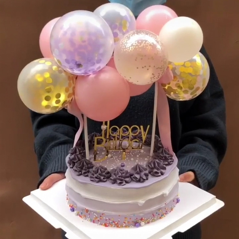 

1Set 10pc 5inch Balloon Cake Topper Set Wedding Birthday Party Decoration Latex Confetti Balloon Cake Decor Baby Shower Supplies