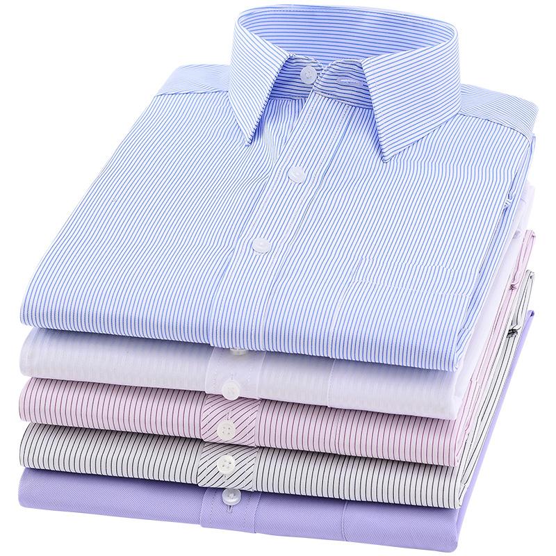 

New Man Business Work Shirts Fashion Long Sleeve Slim Fit Men Stripe Dress Shirt 3XL High Quality Solid Male Clothing Fit, Twill pink