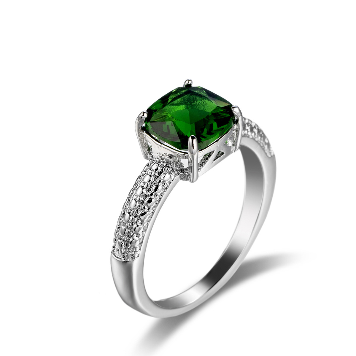 

wholesale Luckyshien Men Women Rings 10 pcs lot Green Quartz Gems 925 Silver Ring Wedding Jewelry Rings Usa Size 6 7 8 9