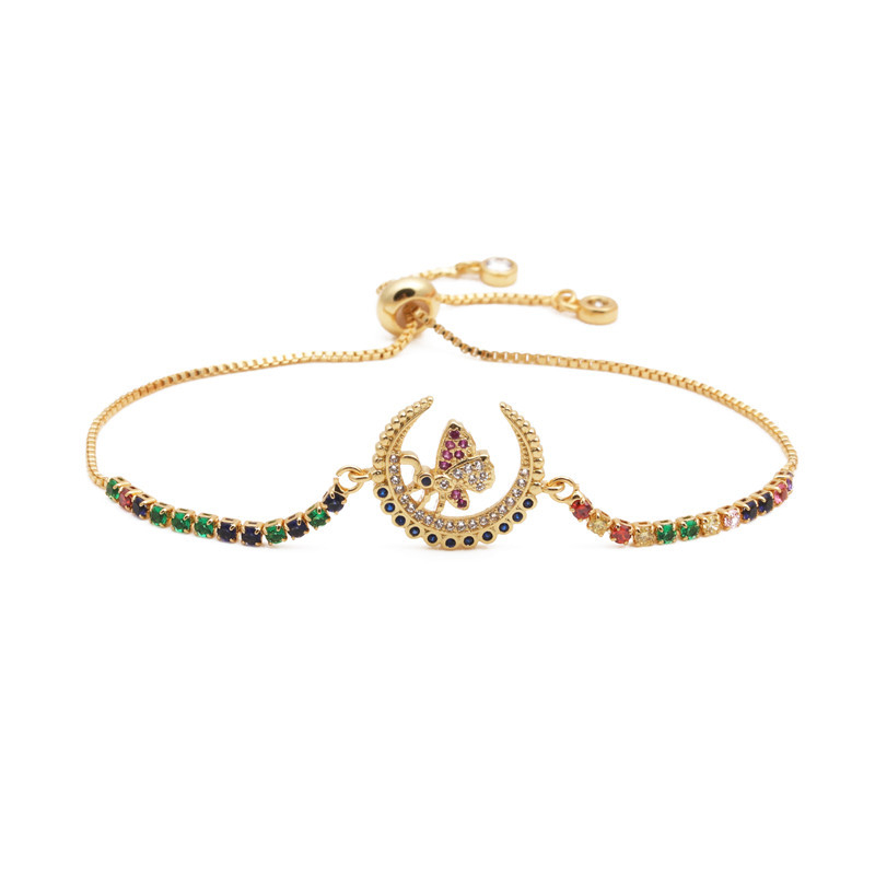 

Moon and Star Cubic Zircon Charm Bracelet for Women Bridal Wedding Bracelets Jewelry