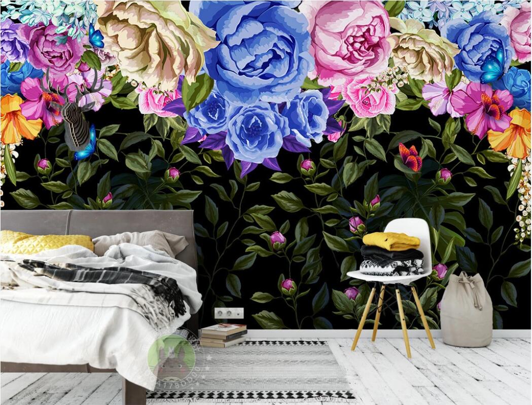 

3d room wallpaer custom photo murals Hand-painted retro color rose TV background wall wallpaper for walls 3d, Non-woven